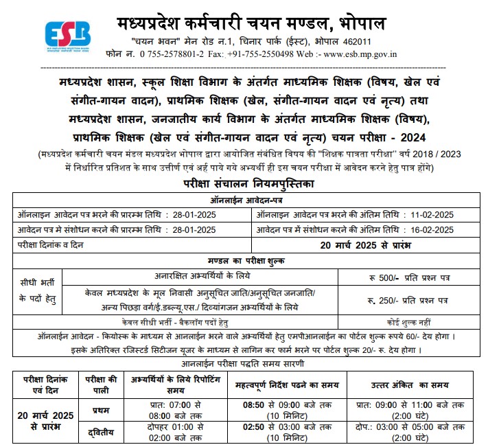 MPSSB शिक्षक भर्ती